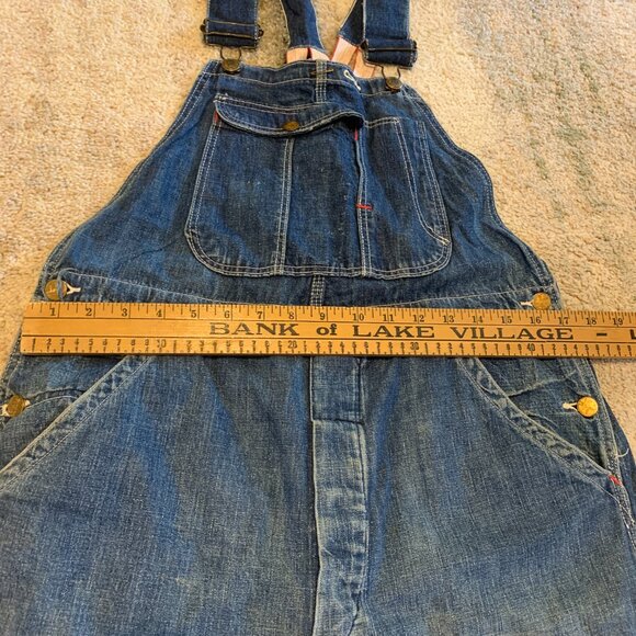 VINTAGE BLUE BELL SANFORIZED DENIM CARPENTER BIB OVERALLS ~34 X ~28 - Picture 10 of 11